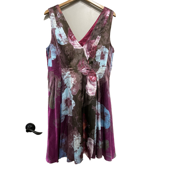 Monsoon Floral Silk Summer Wedding Occasion Dress London V neck Size 16 - Picture 2 of 8